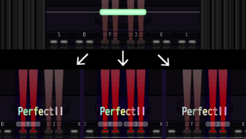 複数のキーに対して降ってきたノーツはどのキーでも取れる